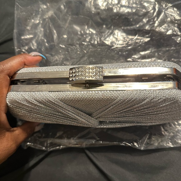 Silver Pleated Clutch Bags - Picture 2 of 4
